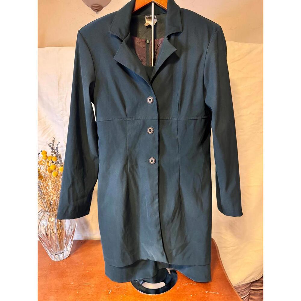Vintage Splurge Dark Green Dress & Jacket Set |90s Minimalist |Made in USA |Sz M - Picture 3 of 9